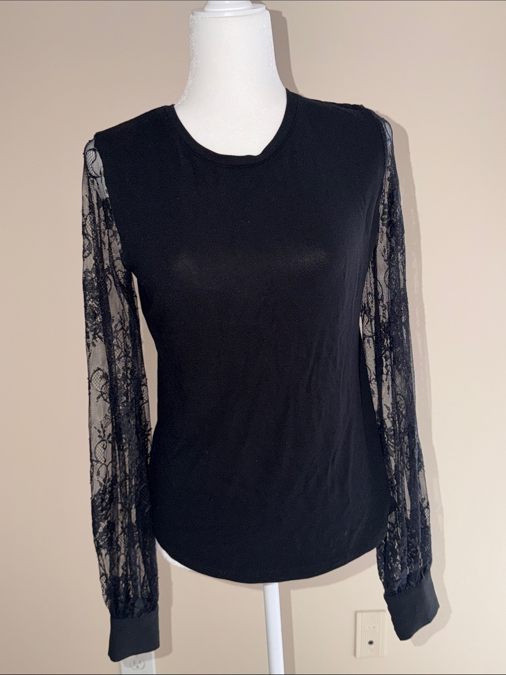 Generation Love Black Lace-Sleeve Long Sleeve Tee